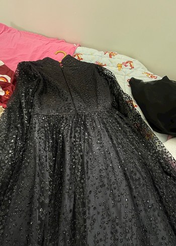 Siyah Uzun Kollu Abiye Elbise - Görsel 3