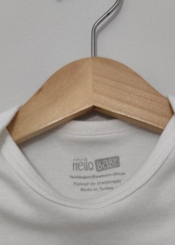 HelloBaby Bebek Kısa Kollu Beyaz Çıtçıtlı Body