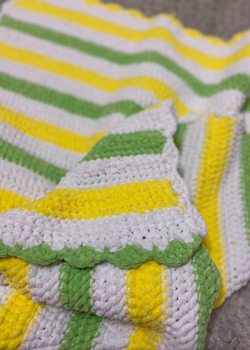 Renkli Çizgili Örme Bebek Battaniyesi - Görsel 2