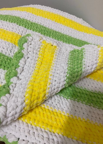 Renkli Çizgili Örme Bebek Battaniyesi - Görsel 4