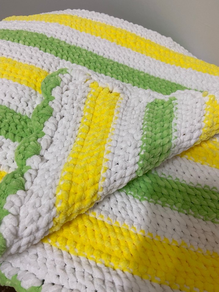 Renkli Çizgili Örme Bebek Battaniyesi - Görsel 4