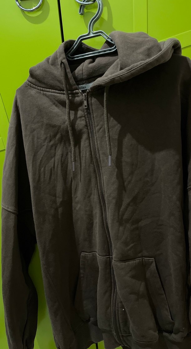 Kahverengi Kapüşonlu Fermuarlı Kadın Ceket - Görsel 2