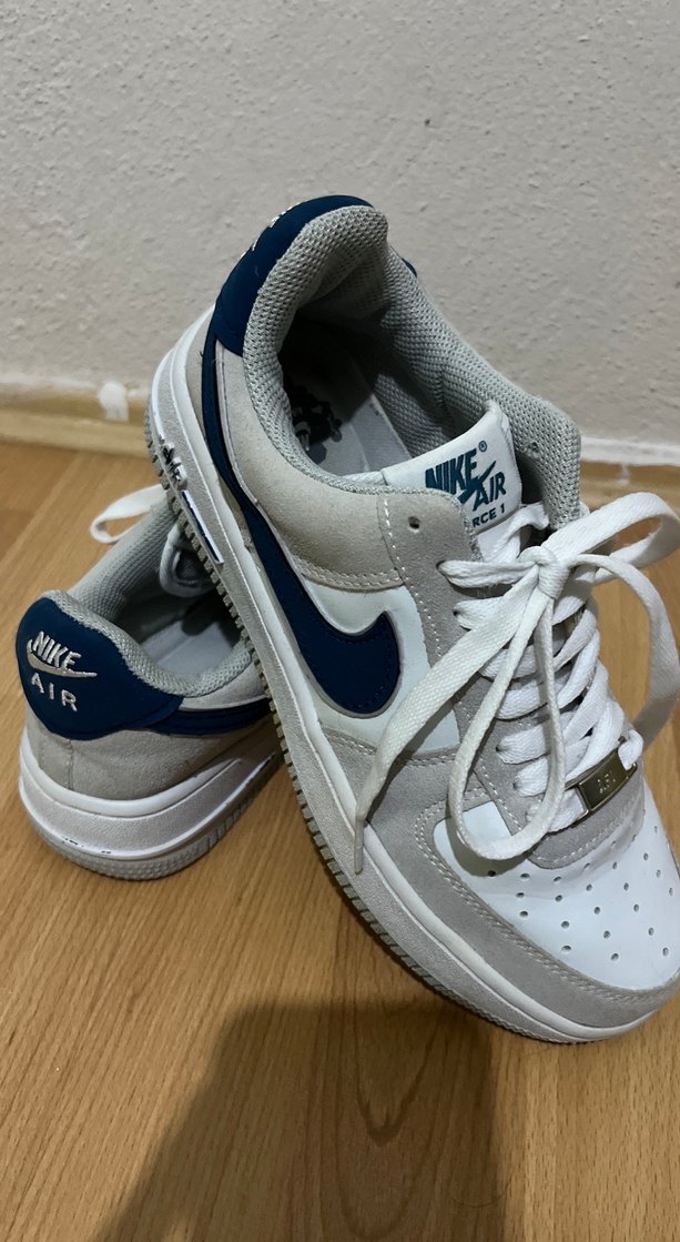 Nike Air Force Beyaz Lacivert Kadın Spor Ayakkabı - Görsel 3