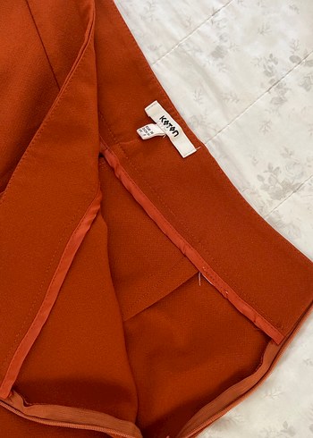 Kadın Kiremit Rengi Midi Kumaş Pantolon - Görsel 2