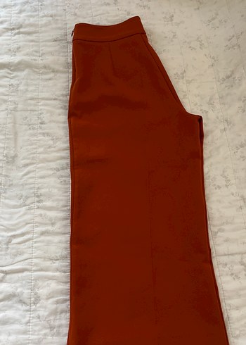 Kadın Kiremit Rengi Midi Kumaş Pantolon - Görsel 3