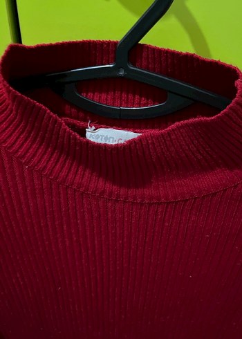 Kadın Kırmızı Boğazlı Triko Kazak - Görsel 3