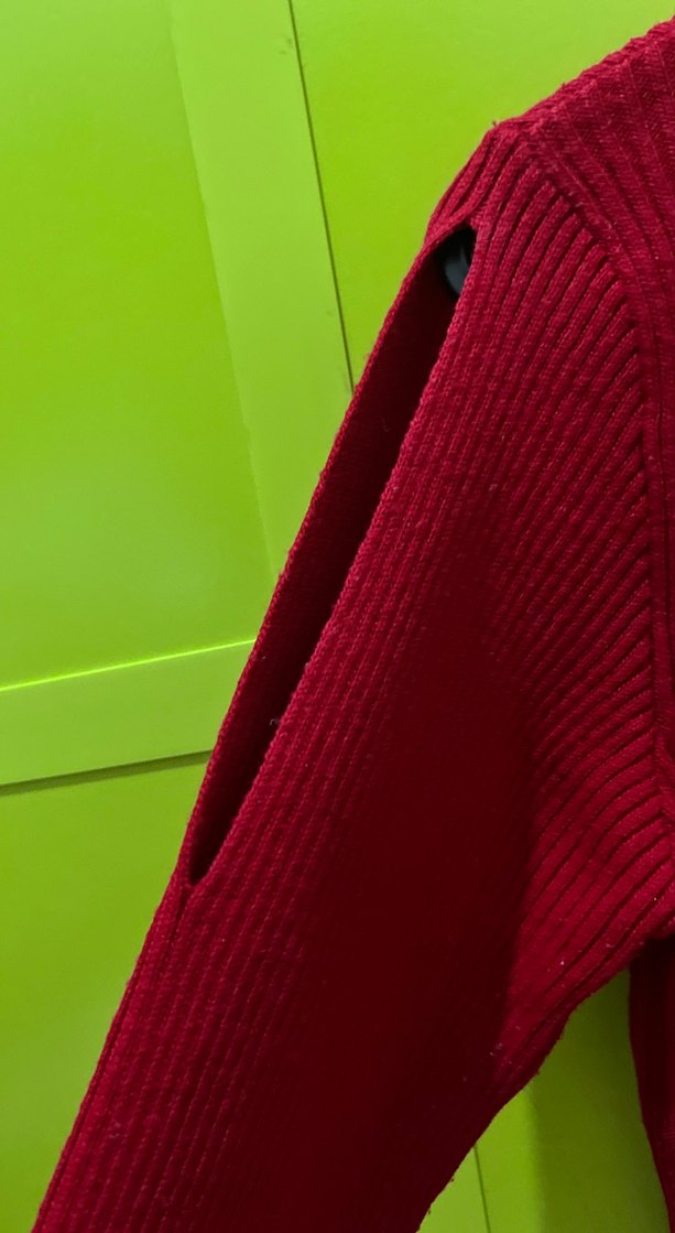 Kadın Kırmızı Boğazlı Triko Kazak - Görsel 2