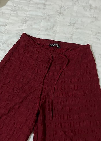 Bordo Pileli Kadın Kumaş Pantolon - Görsel 2