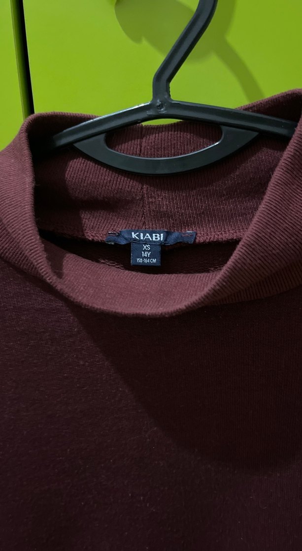 Bordo Yüksek Yakalı Kadın Triko Kazak - Görsel 3