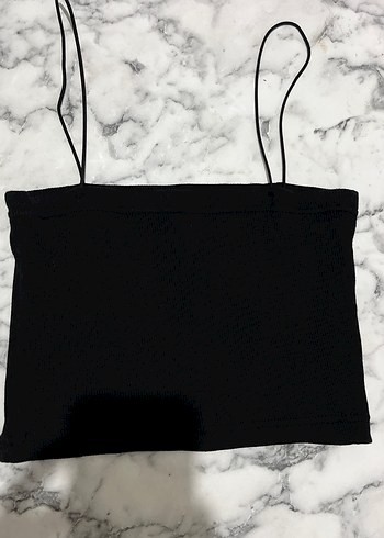 Siyah İnce Askılı Crop Top