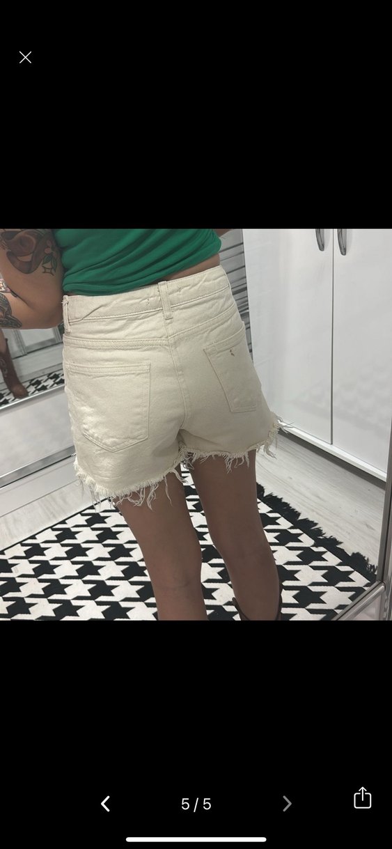 Beyaz Mini Kot Şort - Görsel 4