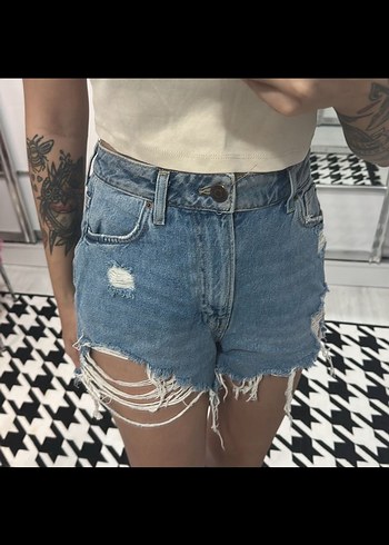 Kot Mini Denim Şort - Görsel 4