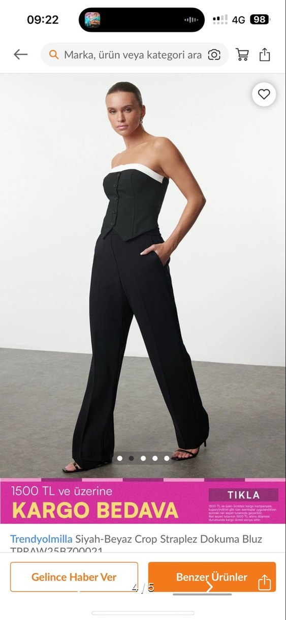 Düğmeli Siyah Straplez Midi üst - Görsel 3