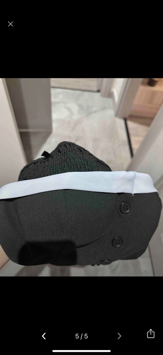 Düğmeli Siyah Straplez Midi üst - Görsel 4