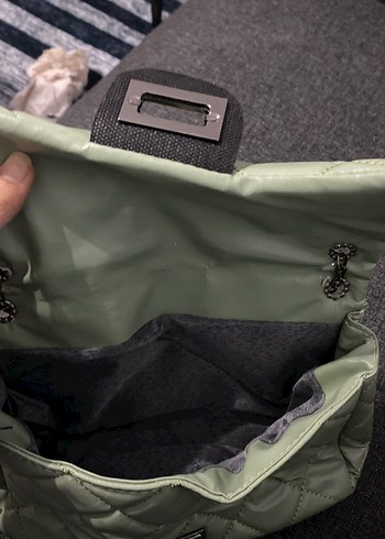 Gri Deri Kapitone Kadın Çanta - Görsel 2