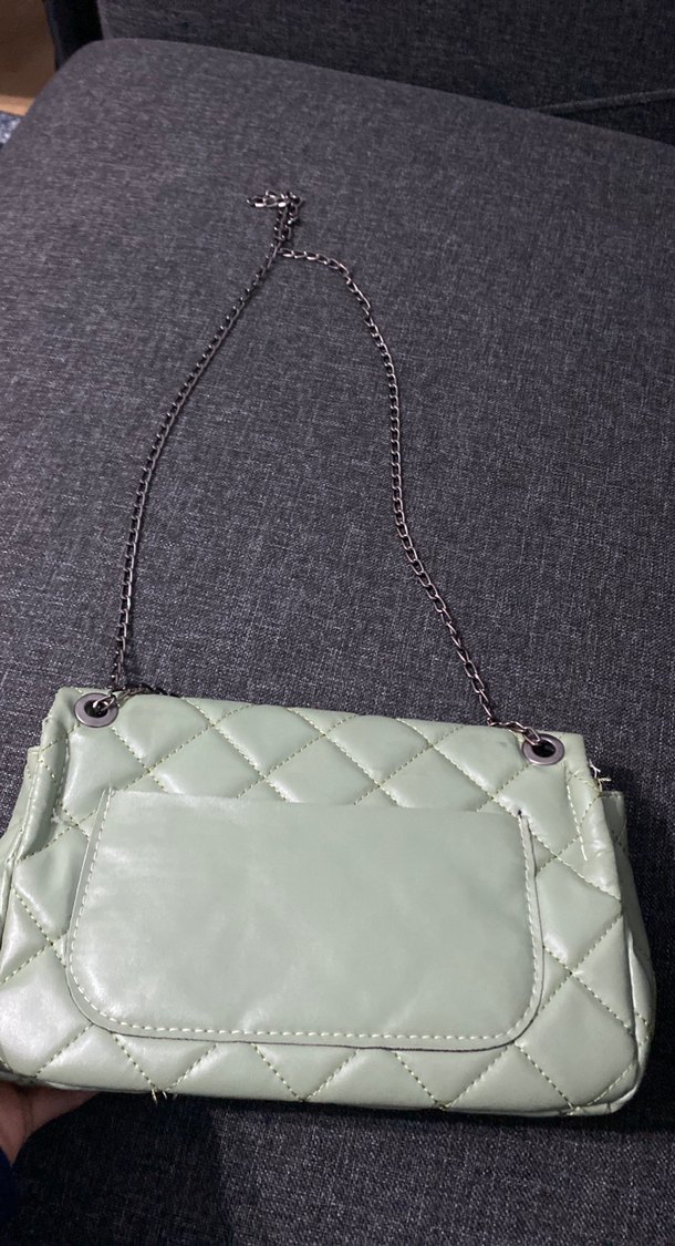 Gri Deri Kapitone Kadın Çanta - Görsel 3