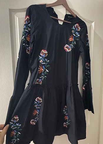 Nakış Detaylı Uzun Kollu Bohem Elbise - Görsel 2