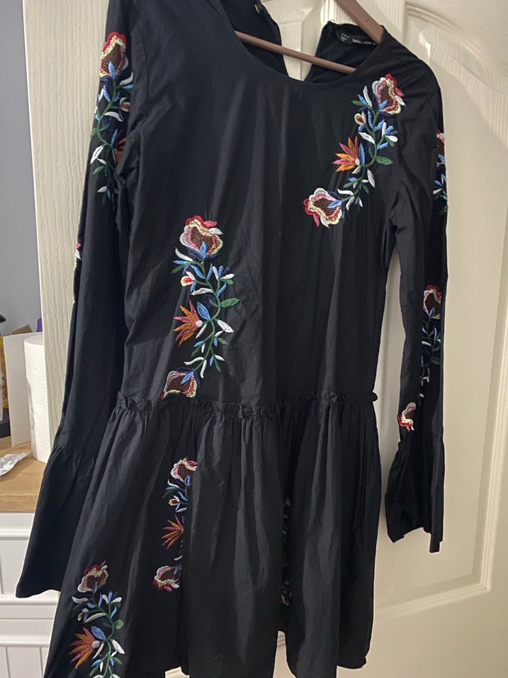 Nakış Detaylı Uzun Kollu Bohem Elbise - Görsel 3