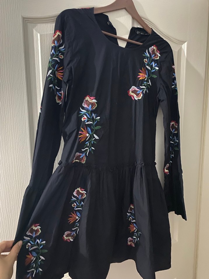 Nakış Detaylı Uzun Kollu Bohem Elbise - Görsel 2