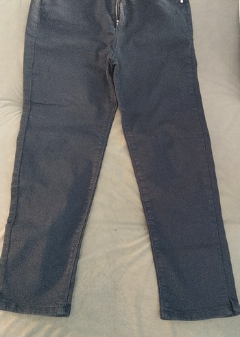 Düğmeli Lacivert Kadın Midi Denim Pantolon - Görsel 2