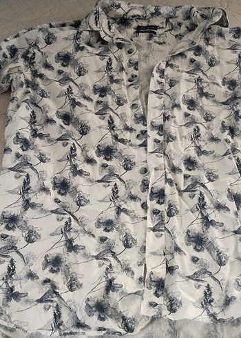 Beyaz ve lacivert Desenli Erkek gömlek - Görsel 3