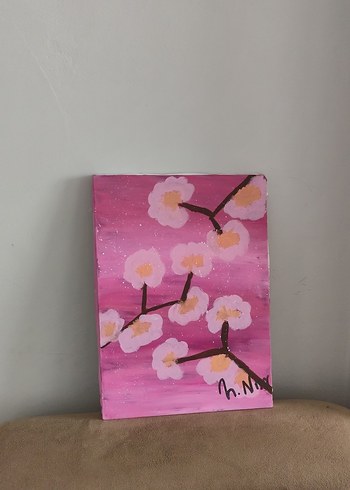 Beden Pastel Pembe Çiçekli Tablo
