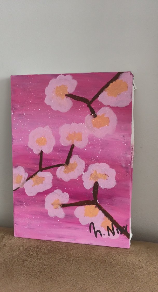 Pastel Pembe Çiçekli Tablo - Görsel 2