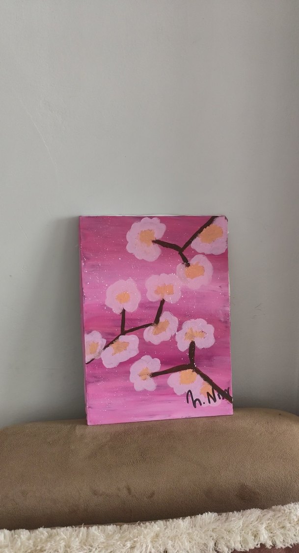 Pastel Pembe Çiçekli Tablo - Görsel 3