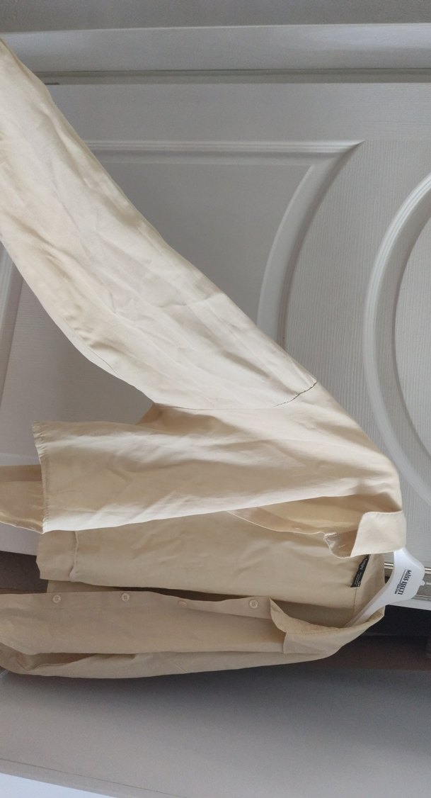 Bej Uzun Kollu Keten Gömlek - Görsel 2