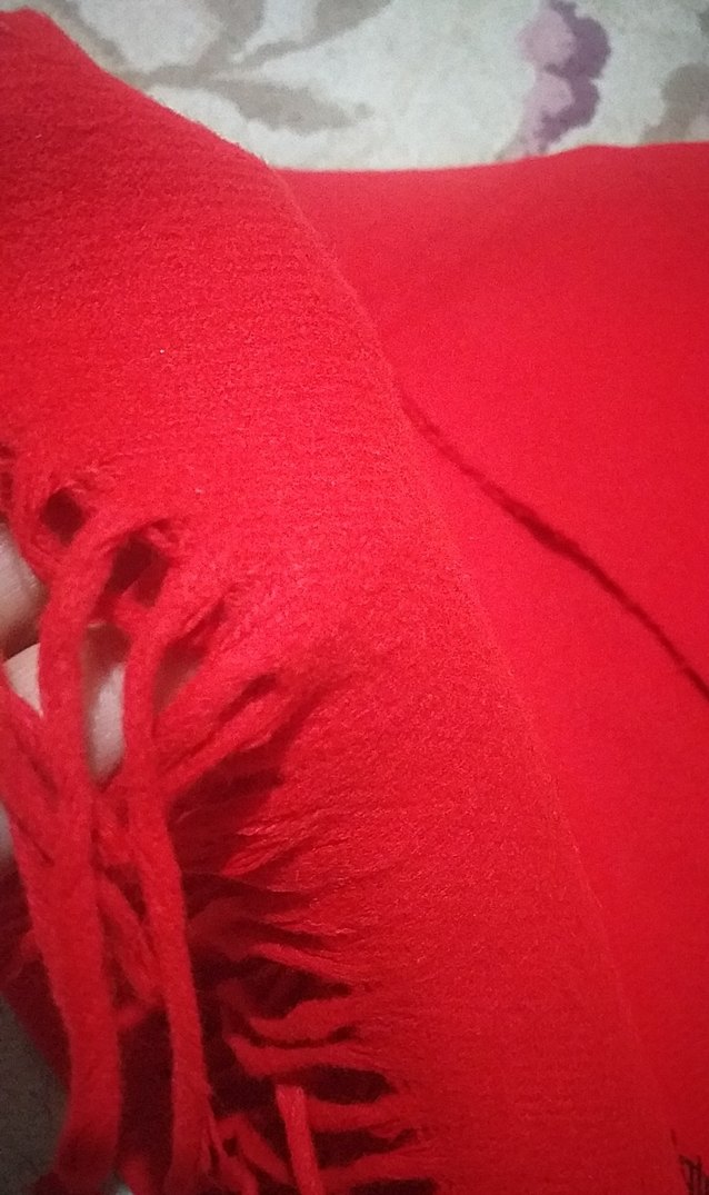 Kadın Kırmızı Püsküllü Sıcak atki - Görsel 2