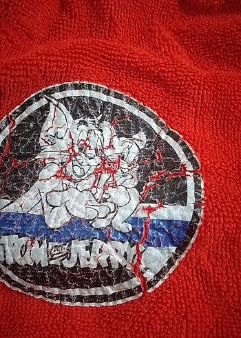 erkek Çocuk Renkli Baskılı Kırmızı Bornoz - Görsel 3