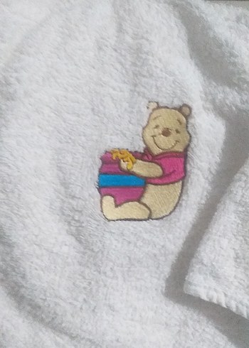 Kız Çocuk Beyaz Baskılı Bornoz - Görsel 2