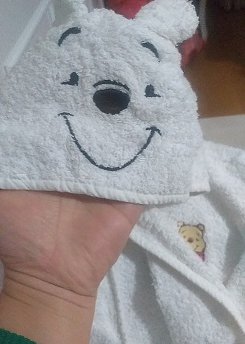 Kız Çocuk Beyaz Baskılı Bornoz - Görsel 3