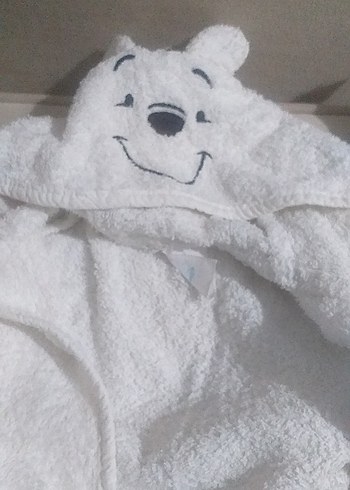 Kız Çocuk Beyaz Baskılı Bornoz - Görsel 6