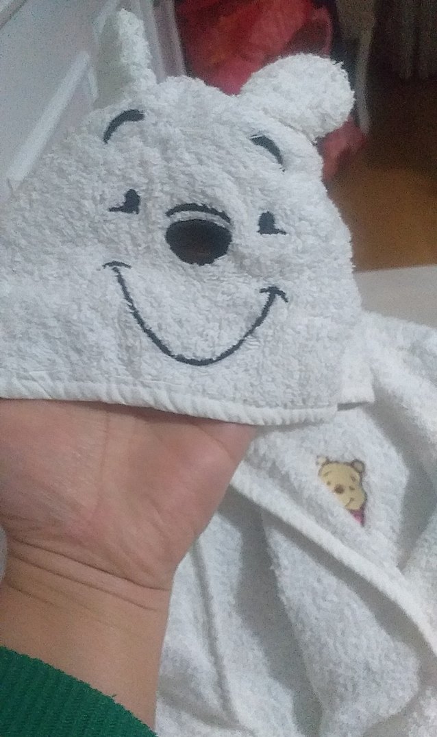 Kız Çocuk Beyaz Baskılı Bornoz - Görsel 3