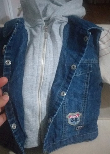 Erkek Çocuk Mavi Denim Düğmeli Ceket mont - Görsel 2