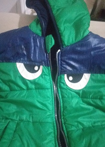 Erkek Çocuk Kapüşonlu Yeşil Desenli Mont - Görsel 4