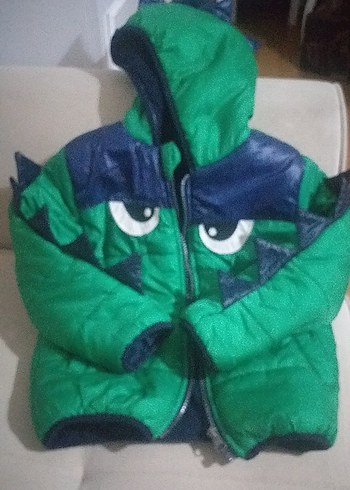 Erkek Çocuk Kapüşonlu Yeşil Desenli Mont - Görsel 5