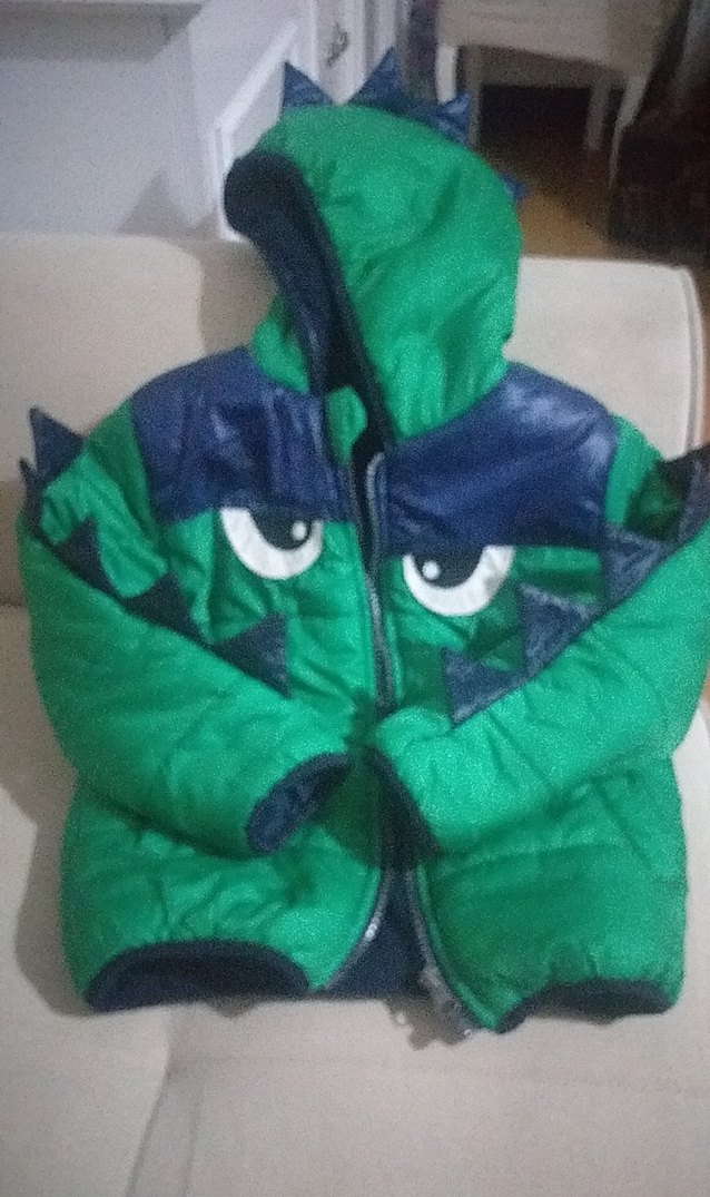 Erkek Çocuk Kapüşonlu Yeşil Desenli Mont - Görsel 5