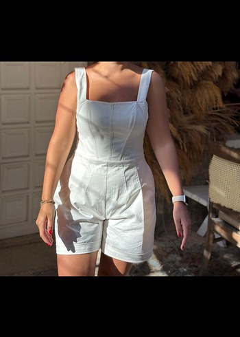 Beyaz şort tulum - Görsel 2