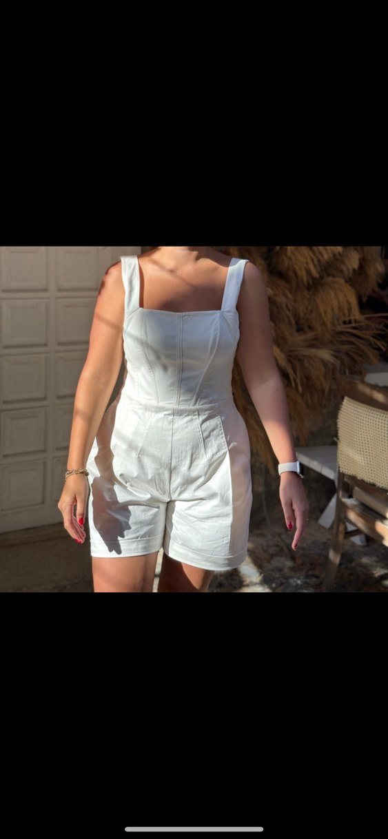 Beyaz şort tulum - Görsel 2