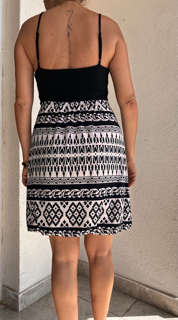 Siyah Desenli Uzun  Elbise - Görsel 4