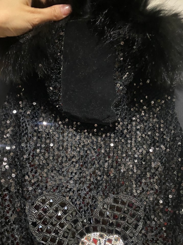 M beden 
Paletli Siyah Mickey mouse detaylı Zippered Body Chain - Görsel 3