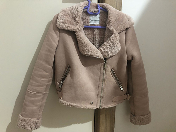 bershka pudra kürklü mont