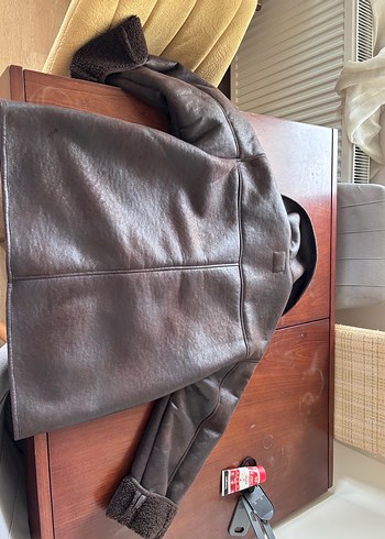 zara muadili Kahverengi Kürklü Deri süet Kadın Ceket - Görsel 4