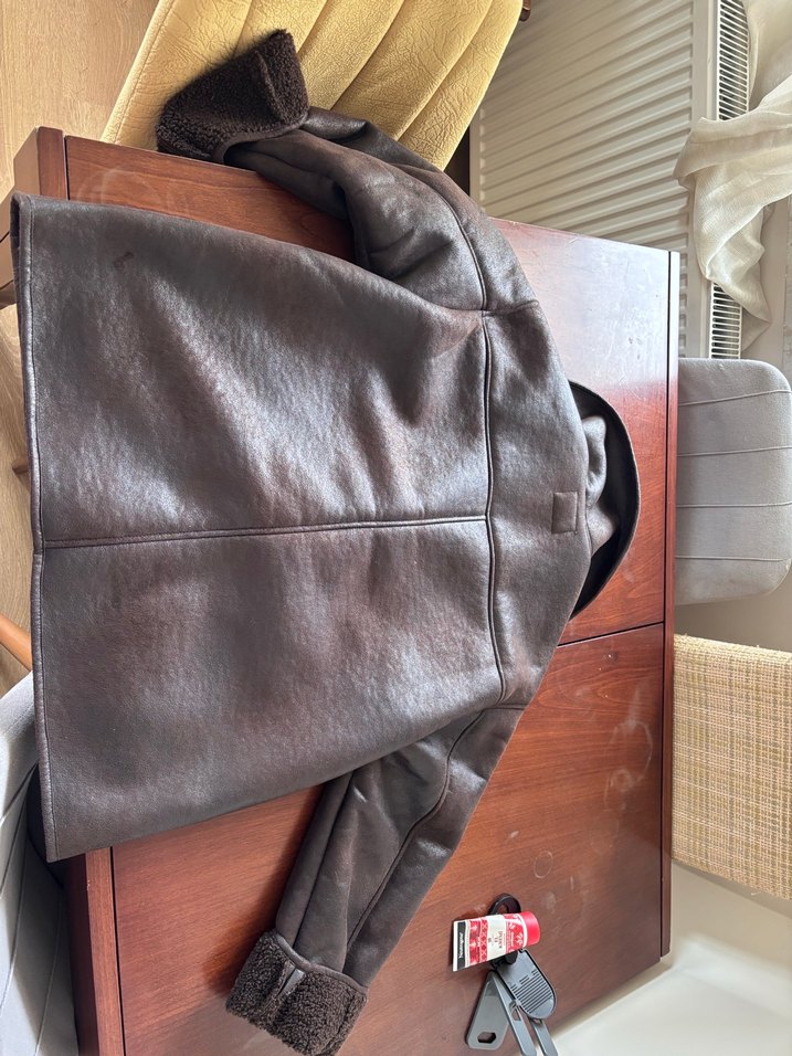 zara muadili Kahverengi Kürklü Deri süet Kadın Ceket - Görsel 4