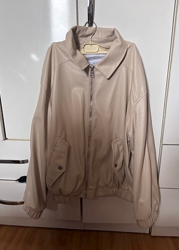 Bej deri  Kadın Bomber Ceket - Görsel 2