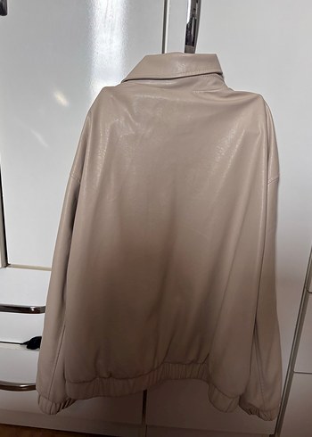 Bej deri  Kadın Bomber Ceket - Görsel 4