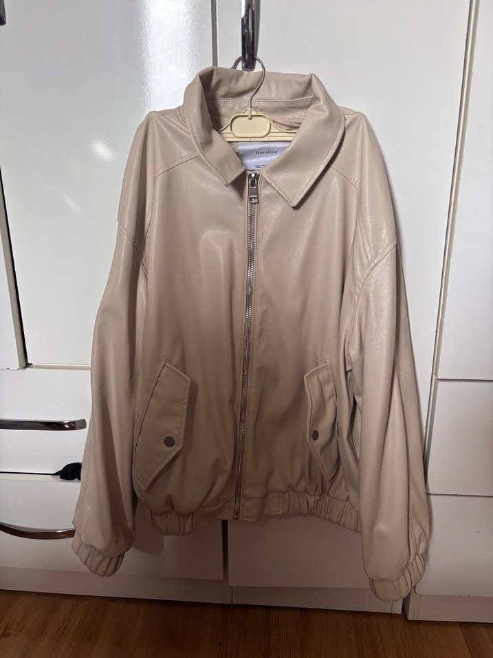 Bej deri  Kadın Bomber Ceket - Görsel 2