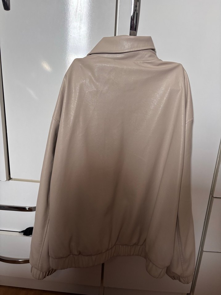 Bej deri  Kadın Bomber Ceket - Görsel 4